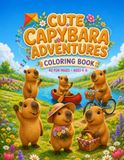 Cute Capybara Adventures: Coloring Book