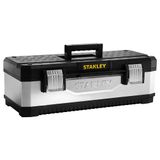 Stanley Gereedschapskoffer/gereedschapskist (26 inch, 49,7 x 29,3 x 22,2 cm, van metaalkunststof, gegalvaniseerd, met hangslot, metalen sluitingen, koffer met bi-materiaal handgreep) 1-95-620