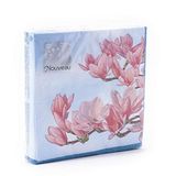 Nouveau Magnolia blauwe papieren servetten, meerkleurig, 25 x 25