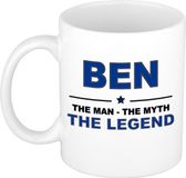 Bellatio Decorations Ben cadeau mok - man myth legend - naam koffiemok / beker - wit en blauw - 300 ml - verjaardag