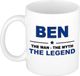 Bellatio Decorations Ben cadeau mok - man myth legend - naam koffiemok / beker - wit en blauw - 300 ml - verjaardag