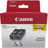 Canon CLI-36 Color Twin Pack - Original - Ink Cartridge - Black, Cyan, Magenta, Yellow - 2 Pack