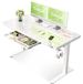 Table en verre réglable, 140x60 cm, électrique, blanc