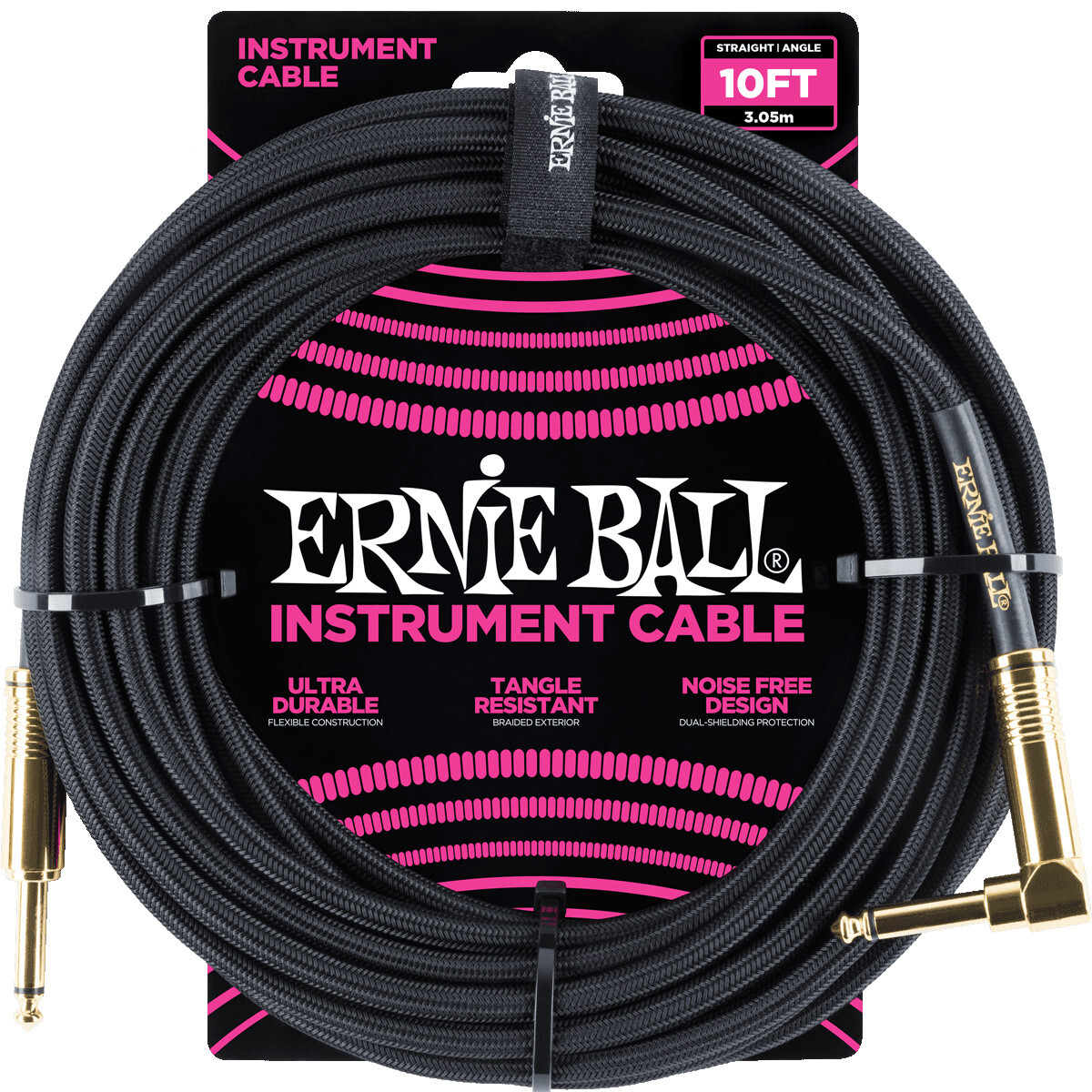 Ernie Ball 6081 Braided Instrument Cable, 3 meter, Black