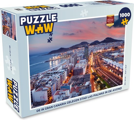 MuchoWow Puzzel De in Gran Canaria gelegen stad Las Palmas in de avond - Legpuzzel - Puzzel 1000 stukjes volwassenen