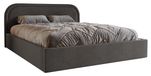 Emporius Lit Avec Tête De Lit Arrondie 140x200 Dune, Coffre, Sommier - Tissu Velours, Gris Foncé