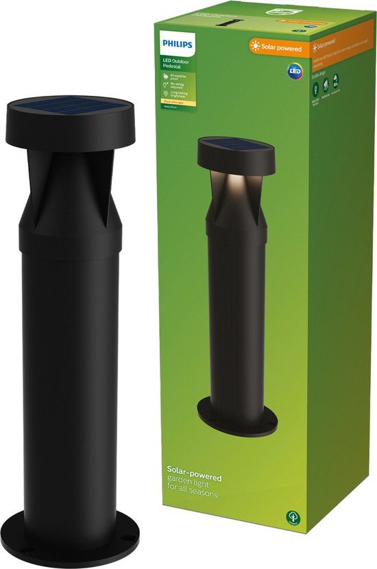Philips LED Philips Avery Tuinpaal Solar Buitenlamp Zwart