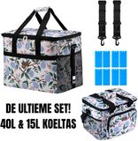 Sac isotherme Packaway 40L White Flower – Sacoche isotherme 15L White Flower et 8 blocs réfrigérants inclus
