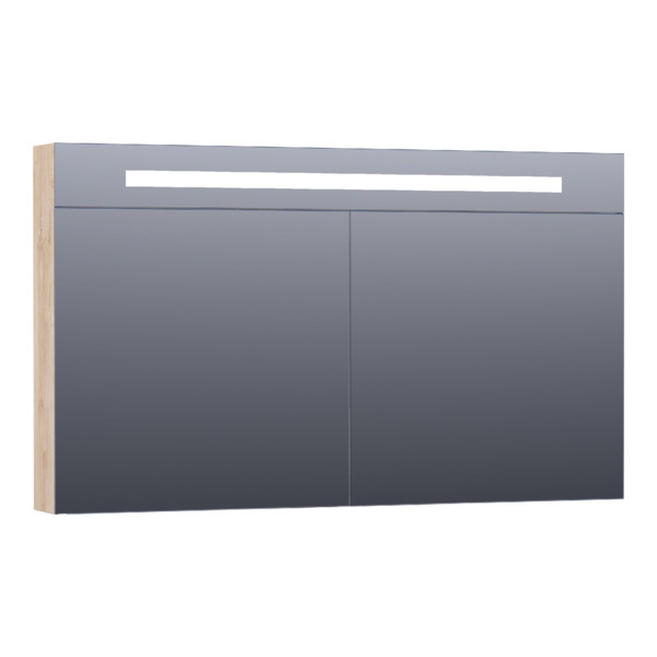 Saniclass Double face spiegelkast 120x70x15cm verlichting geintegreerd rechthoek 2 draaideuren Sahara MFC 7372