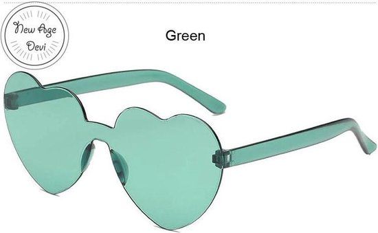 Jumada's - Hartvormige Bril - Blauw Groen - Retro - Festival - Unisex