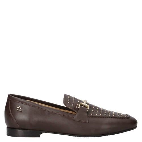 Babouche G-Pella-1 leren loafers met studs - bruin