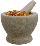 Cookinglife Vijzel - Mortier Stamper Mortar And Pestle - Graniet Grijs - Ruw Binnenvlak - Stabiel - 14 cm