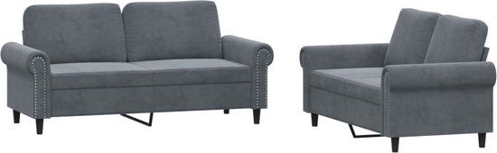 vidaXL 2-delige Loungeset met kussens fluweel donkergrijs