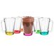 Glasmark KROSNO, 250ml, Set van 6 stuks, Glazen mokken, glazen met handvat, gekleurd handvat, theeglas, mok, glazen mok met oor, klassieke en universele stijl