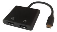 Deltaco adaptateur de câble vidéo USBC-2HDMI 0,1 m USB Type-C HDMI Noir