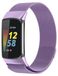 Wigento Fitbit Charge 6 / 5: Metalen stalen mesh polsband met magnetische sluiting, paars