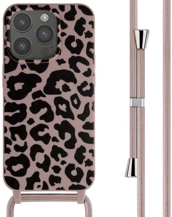 imoshion Siliconen design hoesje met koord voor de Apple iPhone 15 Pro - Animal Pink