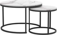 CaliCosy - Set van 2 geneste ronde salontafels 70x70x46cm 45x45x41cm Zwart MDF Industrieel