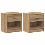 vidaXL Nachtkastjes 2 stuks met lade 39x28x41 cm artisanaal eikenkleurig