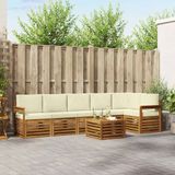 vidaXL - Hoek loungeset - 6 zitplekken - Natuurlijk en crème - Polyester