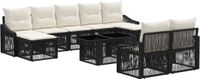 vidaXL Tuinbank - Set - 10 - st - Zwart - en - Crème - Wit - poly - rattan