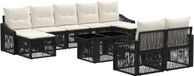 vidaXL Tuinbank - Set - 10 - st - Zwart - en - Crème - Wit - poly - rattan