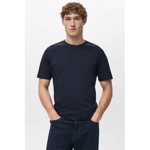 Mango Man slim T-shirt marineblauw