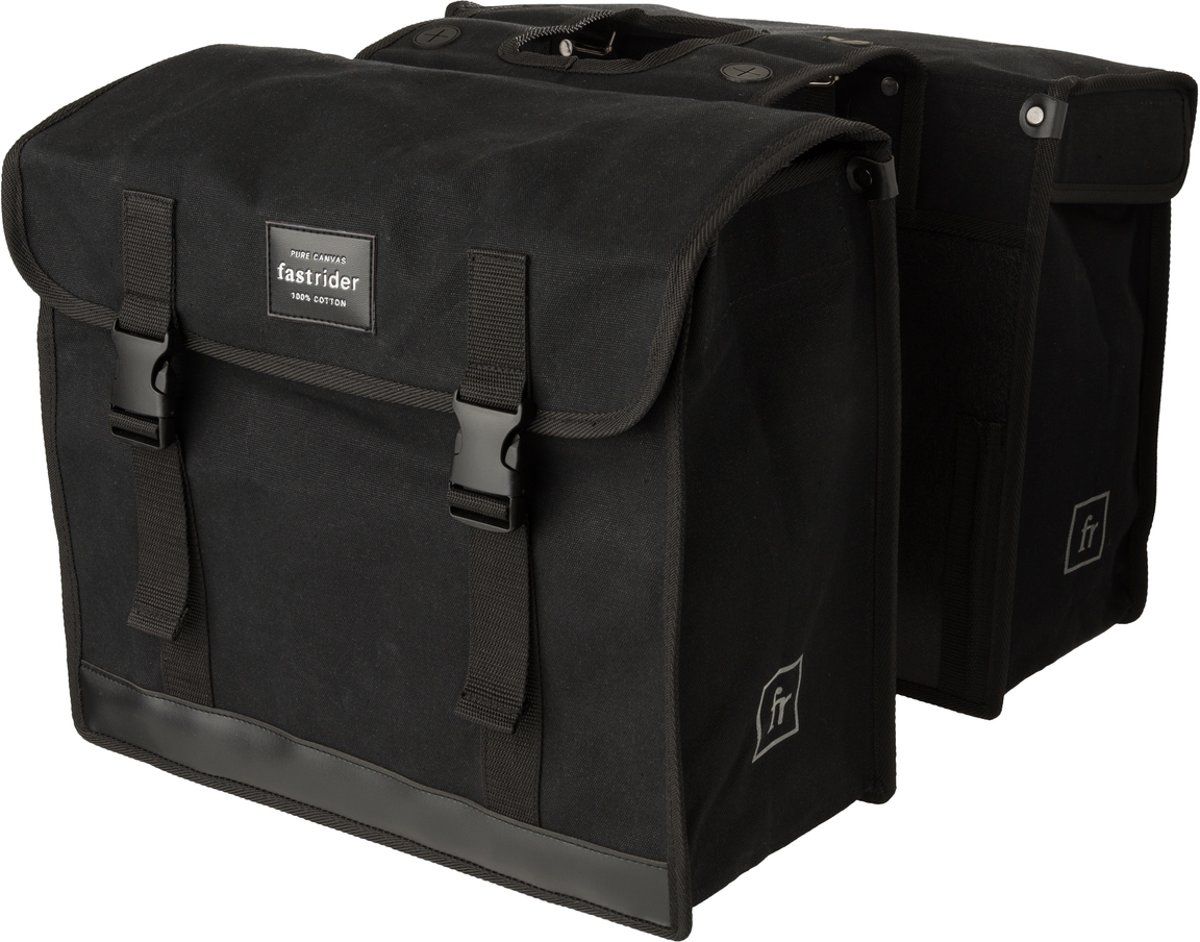 FastRider Canvas 36 Dubbele Fietstas Zwart