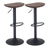 YOUNIKE Barkruk iep ovale hoge barstoelen zitting centrale eilandkruk keuken stoel bar set van 2 vintage verstelbare rotatie metaal draaibaar bruin hout