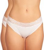 DIM Set van 2 COTON FEMININE midi slips voor dames, wit/wit, effen, 94% katoen, 6% elastaan