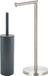 Spirella Badkamer accessoires set - WC-borstel/toiletrollen houder - metaal - donkergrijs/zilver