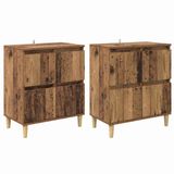 vidaXL Dressoirs, 2 stuks, Oud Hout, 60 x 35 x 70 cm, Bewerkt hout