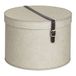 Bigso Box of Sweden RUT Set Van 2 Opbergdozen Met Deksel, Ronde Opbergbox Met Leren Riem, Grote en Kleine Hoedendoosjes Van Vezelplaat en Papier in Linnenlook - Beige