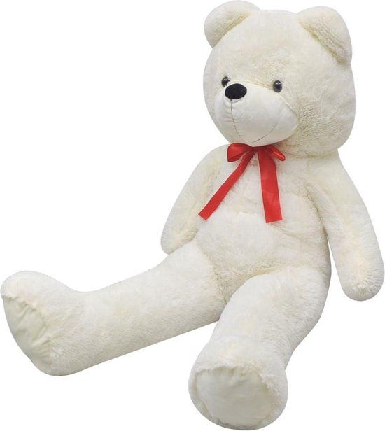 vidaXL Teddybeer XXL 160 cm zacht pluche wit