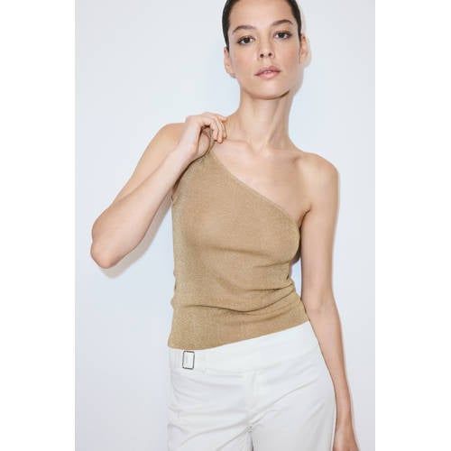 Mango top met glitters - goud