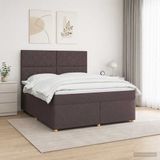 vidaXL Boxspringbed met matras Donkerbruin 180 x 200 cm Stof