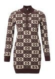 PINKO Robe en maille 'REIMS' beige clair / marron foncé