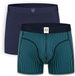 A-dam 2-Pack Navy Twotone Stripe & Dark Navy Solid Boxershorts - Organic Cotton - Men's Underwear - Blue - Size L