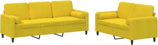 vidaXL 2-delige Loungeset met kussens fluweel geel