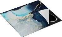 Chefcare Inductie Beschermer Abstracte Kunst - Marmer Blauw en Beige - 57,6x51,6 cm - Inductie Mat