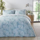Fusion Matteo Duck Egg Blue Leaf Super King dekbedovertrek