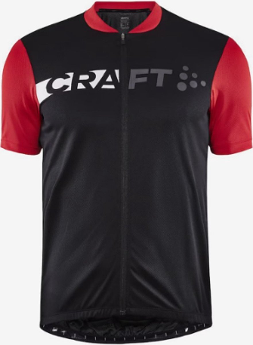 Craft - Core Endur Logo Jersey - Fietsshirt - Heren - Zwart met rood Maat M
