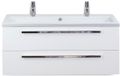 BES LED Seville Badmeubelset 120 cm - 2 Laden Wit Hoogglans - Wastafel Djazz Enkel 2 Kraangaten