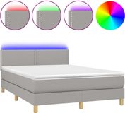 vidaXL Boxspringbed met matras en LED-verlichting, lichtgrijs, 140x200 cm, stof