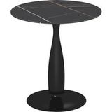 Table à manger ronde en acier laqué, plateau MDF mélamine, pieds antidérapants, 70 x 74 cm, noir