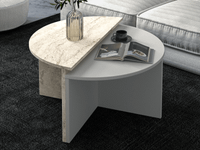 DOLUNE Ensemble de tables basses gris/travertin