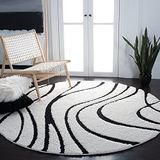 Safavieh Florida Shag Collection, hoogpolig, crème en zwart, 91 x 91 cm