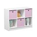 Furinno Basic boekenkast met 6 vakken en 3 laden, hout, wit/roze, 30,23 x 30,23 x 59,94 cm
