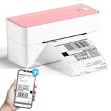 Phomemo Bluetooth labelprinter, DHL thermische printer 4x6 ettiketprinter, Bluetooth labelprinter voor barcode, Amazon, Etsy, Shopify, Royal Mail, DHL, FedEx, UPS (roze)