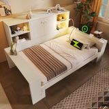 STILVORA Dagbed 90x200 cm – Uitschuifbed Met USB En Leeslamp – Opberghoofdbord – Voor Jeugd En Gasten – Hout – Wit – Zonder Matras
